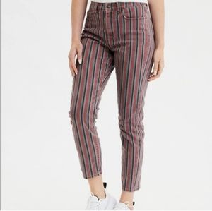 American Eagle High Rise Stripe Mom Jean Retro 6